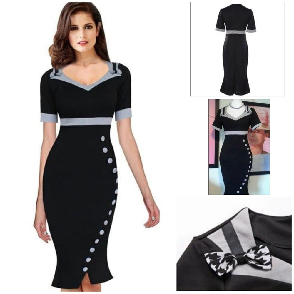 Black Curvalicious Button Wiggle Dress - Picture 7 of 7